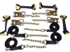 8 Point Kit of Black DIAMOND WEAVE Rollback / Flatbed Car Tie-Downs with Chain Tails