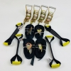 8 Point Kit of Black DIAMOND WEAVE Rollback / Flatbed Car Tie-Downs with Twisted Snap Hooks