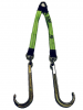 24" Hi-VIZ Green DIAMOND WEAVE Towing V-Bridle Strap with Big 15" Forged J-Hooks