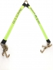 36" Hi-VIZ Green DIAMOND WEAVE Towing V-Bridle Strap with RTJ Cluster Hooks