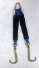 24" Blue / Black Towing V-Bridle Strap with Big 15" Forged J-Hooks